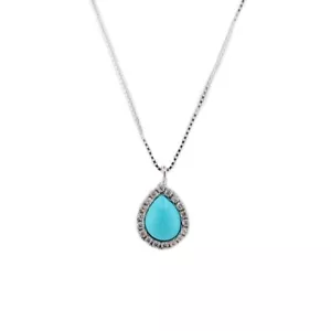 Catenina Veneziana Ciondolo goccia Turchese Argento 925 rodiato artigianale - Foto 1 di 4