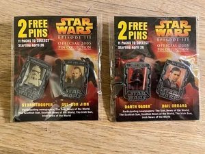 Star Wars Episode III 2005 Pins: Darth Vader Bail Organa Stormtrooper Qui-Gon - Bild 1 von 2