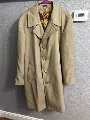 Vintage Sears The Mens Store Trench Coat Jacket 46R Tan  Zip Out Liner - Image 1 of 4