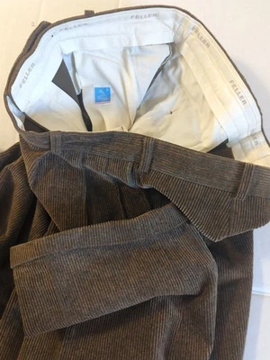  Corduroy Pants Men 52/R Pleated Cuffed Thick brown Feller Austria Old Money  - Image 1 of 4