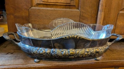 sehr große WMF Schale Glaseinsatz Jugendstil ANSCHAUEN !!! - Bild 1 von 3