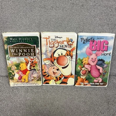 Winnie The Pooh VHS Lot of 3, The Tigger Movie, Piglet's Big Movie - Clamshells Foto 1 de 4