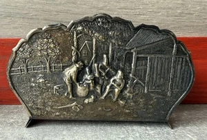 Hans Jensen Danimarca piatto argento repousse porta lettere/tovaglioli vintage - Foto 1 di 8