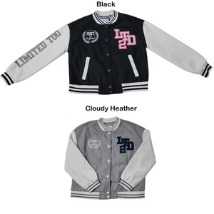 Limited Too Girls Varsity Easy Care Button Closure Bomber Jacket - Picture 1 of 3