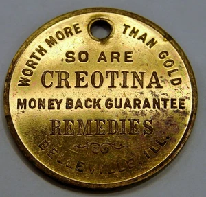 Creotina Remedies - Belleville, IL - 1927 Advertising Token - Brass, 32mm - Picture 1 of 2