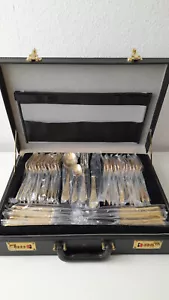 SBS Besteckset Solingen 70 Teile 12 Personen Vergoldet 23/24 Karat Koffer - Bild 1 von 15