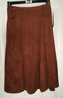 LuLaRoe Elegant AVERY A-Line Midi Length Skirt Pockets - M Brown Faux Suede NWT