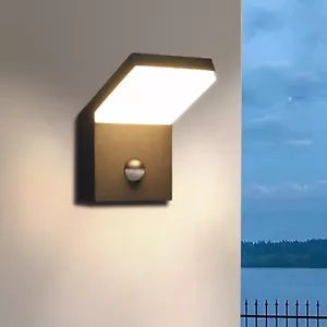 Outdoor Motion Sensor Wall Light Fixture Black LED Porch Light Exterior Wall ... - Picture 1 of 9
