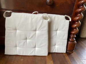 IKEA Pair of Justina Chair Seat Pads Natural Pack 2 Cream Cotton Natural Cushion - Picture 1 of 7