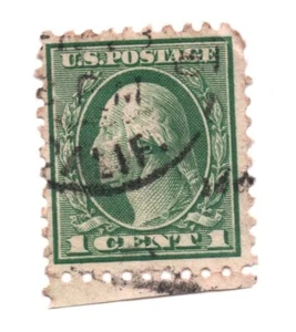 US George Washington Perf 10x10, Green 1c Used Stamp - Picture 1 of 1