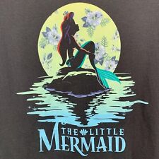 Disney L The Little Mermaid TShirt Short Sleeve Scoop Neck Black Floral Moon