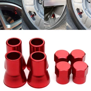 Red Vehicle Car Tire Wheel Rim Valve Stem Hex Caps +Sleeve Cover Car Accessories - Picture 1 of 14