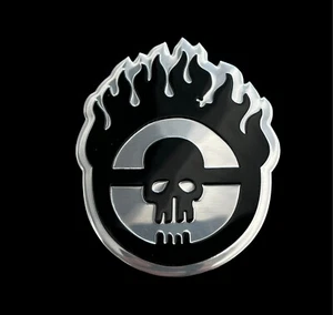 Mad Max Fury Road War Boys Skull Grill Fender Badge Thin Aluminum Emblem Black - Picture 1 of 5