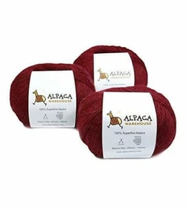 100% Alpaca Yarn Wool Set of 3 Skeins Fingering Weight - Picture 1 of 43