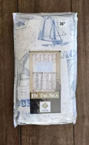 By The Sea Blue Window Tier 36" Curtain Rod Pocket Nautical Marine Lorraine Home - Picture 1 of 12