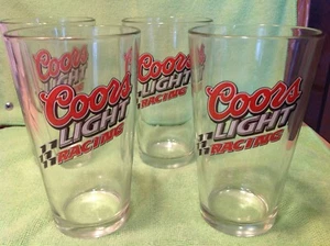 4 COORS LIGHT Racing BEER HEAVY DUTY BEER GLASSES, 6" TALL - Picture 1 of 2