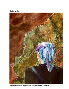 Art modern Judaica " Being There" Praying at the Holy Kotel Tunnel Kodesh 18x24" - Picture 1 of 1