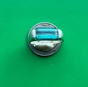 tourmaline, ring, blue green, faceted, emerald cut, natural jewelry,925. 3.5 Ct - Picture 1 of 3