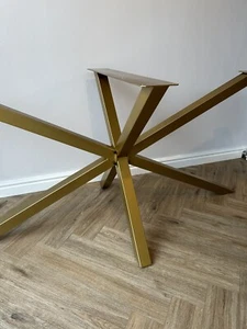 GOLD Spider Cross Dining Table Legs Metal Base Long Industrial RAL 1036 - Picture 1 of 4