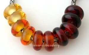 AMBER Brown TOPAZ Pair EUROPEAN CHARM SPACER TANERES sra lampwork bead  - Picture 1 of 24