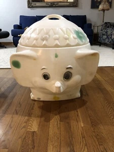 Vintage Edward Mobley Circus Elephant Blow Mold Toy Box Chest Polka Dot - Picture 1 of 14