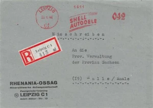 711565) all. Bes. appt. FST R-Briefvorderseite SHELL Autooele Leipzig 1946 - Bild 1 von 1