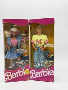 Barbie 1990, All American Barbie et Ken Fabriqué en Chine NRFB - Imagen 1 de 19