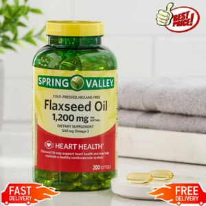 Flaxseed Oil Softgels 1200mg Heart Health Supplement Omega-3 200 Count New - Picture 1 of 8