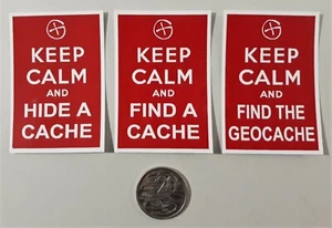 3 pegatinas Mantén la calma y encuentra el geocaché intercambios de caché para geocaching - Imagen 1 de 1