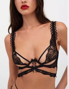 For Love & Lemons X VS Swirly Floral Embroidered Bra NWT SIZE LARGE Runs Small