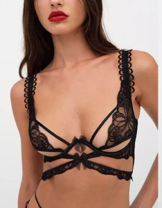 For Love & Lemons X VS Swirly Floral Embroidered Bra NWT SIZE LARGE Runs Small - Picture 1 of 6