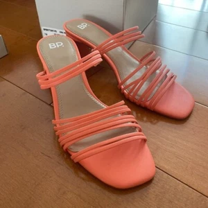 BP Brittany Coral Strappy Slip On Sandal Heels - Picture 1 of 5