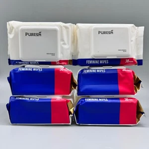 Puresh Feminine Wipes for Women Adults Rebalance Fresh Bamboo Scent 6PK x 30Ct - Picture 1 of 4