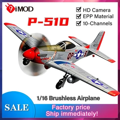 9IMOD P-51D RC Plane 1/16 10CH Brushless 6-Axis Gyro 3D Remote Control Aircraft - Image 1 of 4