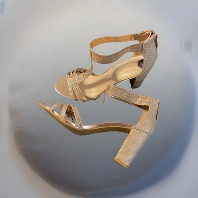 Davids свадебный Everly 8,5 золото/розовое золото туфли на высоких каблуках ремень молнии назад - Изображение 1 из 4