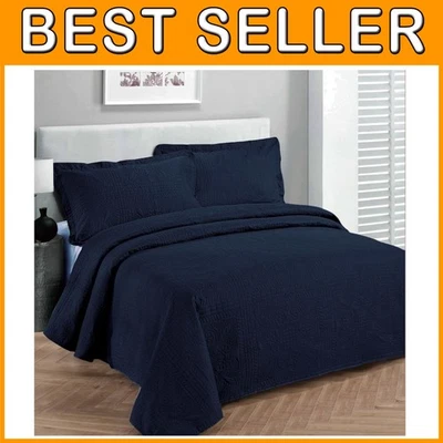Solid Navy Blue Coverlet Ensemble - Image 1 of 2