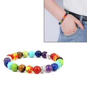 8 MM Nature Agate Bracelet Colorful Energy Beaded Stones Beads Bracelets - Picture 1 of 11