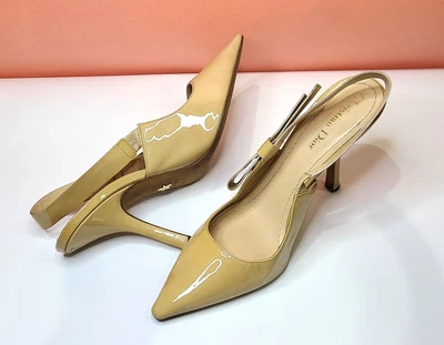 Christian Dior бежевый лакированная кожа слинга насосы размер ЕС 40,5 США 10 - Изображение 1 из 4