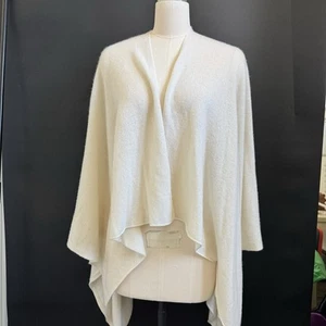 J Mclaughlin 100% Cashmere Joanne Poncho One Size White Shawl Sweater Scarf - Picture 1 of 7