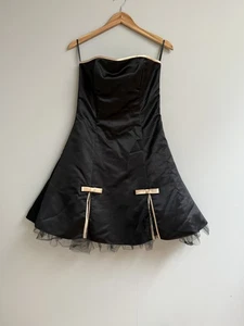 VINTAGE 1980s Jessica McClintock For Gunne Sax. Satin Black Mini With Tulle. - Picture 1 of 8