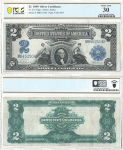 1899 $2 Silver Certificate Fr-255 PCGS VF-30 - Picture 1 of 3