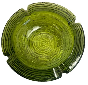 Vintage Anchor Hocking Soreno Avacodo Green Glass Ashtray 6.25"Round Ripple MCM - Picture 1 of 3