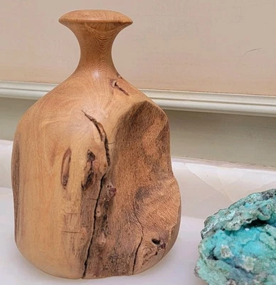 Paulownia Wooden Vase SIGNED Palo Verde 1/86 Rustic Farm Country Home Decor 6" H - Image 1 of 4