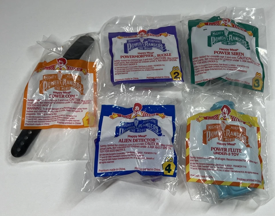Juguete Happy Meal 1995 MCDONALDS Power Rangers juego x5 (incluye menos de 3) *NUEVO EN PAQUETE Foto 1 de 2