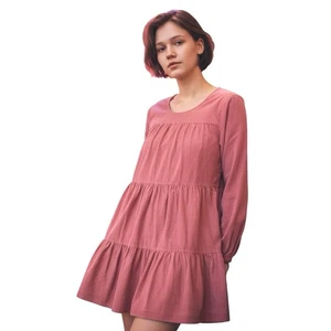 Altard State Babydoll Kleid Damen M Cord Stufen Dusty Rose Oversized Boho - Bild 1 von 10