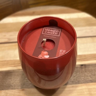Yankee Candle APPLE & CANDIED WALNUT Jar 11 oz Limited Edition Wine Glass Red - Image 1 of 4