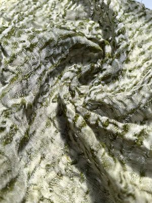 Green Linen Cotton Blended Natural Textured Fabric By 2 Meters. - Image 1 of 4