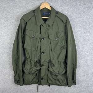 Polo Ralph Lauren Jacket Mens Medium Zip Khaki Green Coat Chore Utility Military - Picture 1 of 17