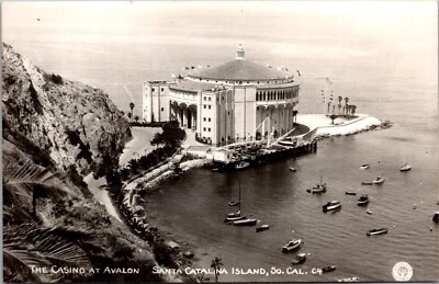RPPC Aerial View of The Casino at Avalon in Santa Catalina Island, California - Image 1 of 2