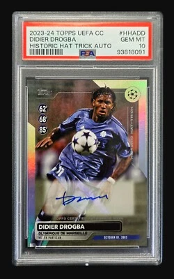 2023 Topps UEFA CC #HHA-DD Didier Drogba Historic Hat Trick Autographed PSA 10 - Image 1 of 3